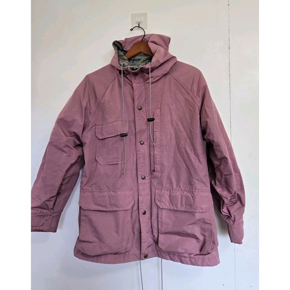 Vintage Lands End Womens M Hooded Parka Chore Coat 90s Wool Blend Outdoor Retro